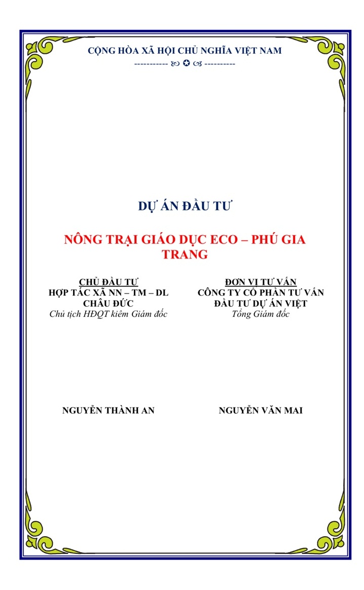 Nông trại giá dục ECO Phú Gia Trang - Công Ty Cổ Phần Tư Vấn Đầu Tư Dự Án Việt
